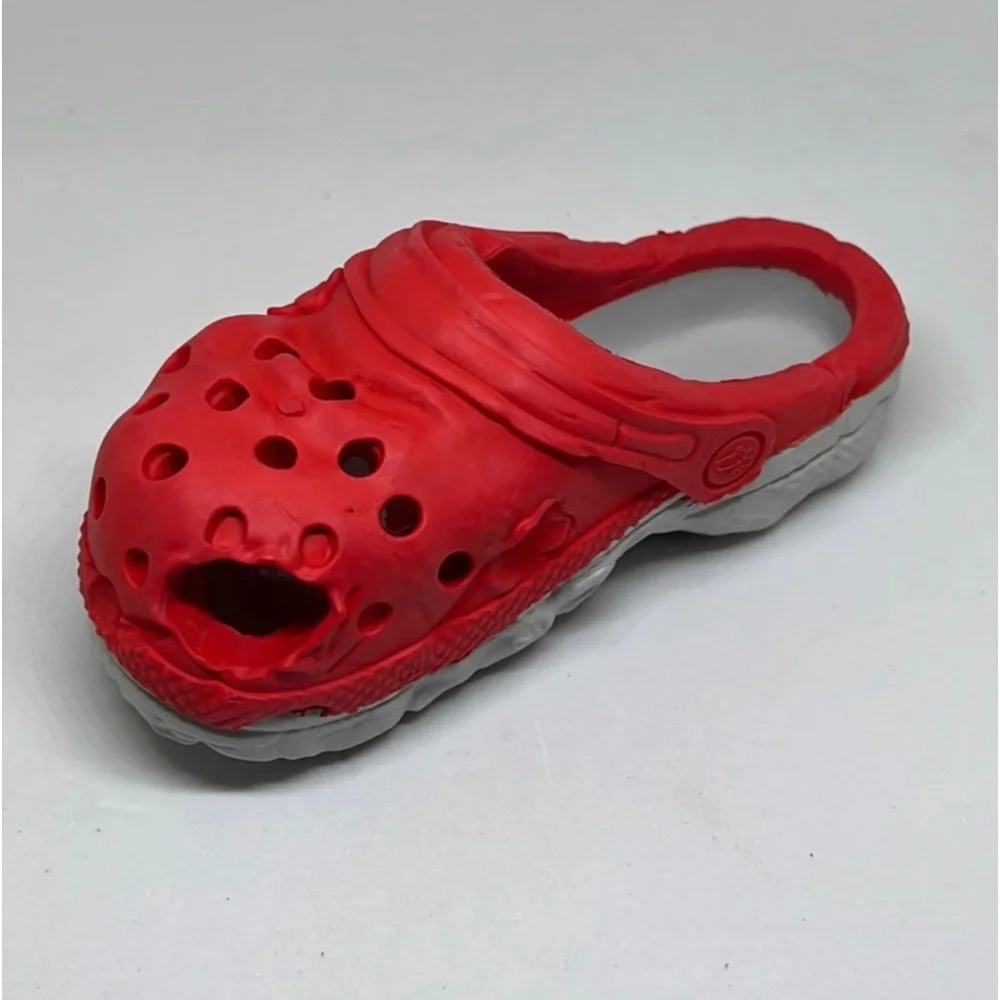 Red Natural Rubber Dog Chew Toy Slipper | Treat Dispenser | 5x2 in